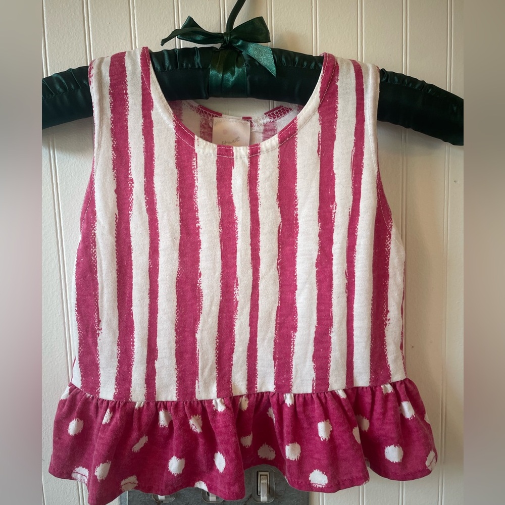 Vintage Hart Street Little Girls Pink And White  Stripped Tank Top 4/5